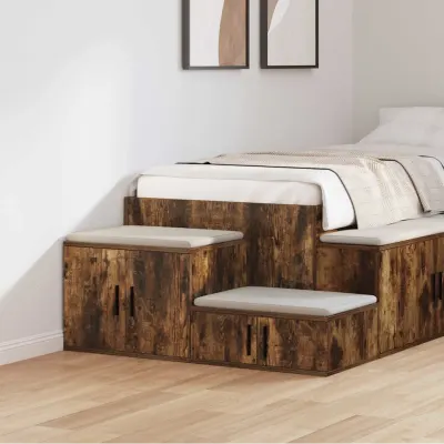 vidaXL Dulap de depozitare 2 buc. Stejar fumuriu 127 x 41 x 40 cm