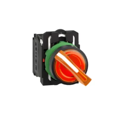 Selector Iluminat Galben Ø 22, Maner cu 2 Pozitii, 24 V, 1No+1Nc