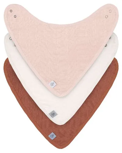Bavetă-banderolă Lassig - Muslin, 3 bucăți, Powder Pink