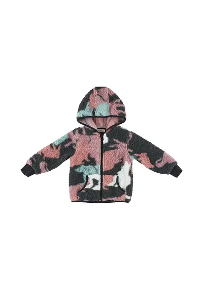 Jacheta Teddy colorata - Flexible - Negru Roz - Mint - Unisex - pentru fetite sau baietei - Negru