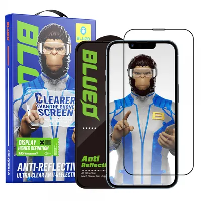 Folie de protectie Ecran Blueo Anti-Reflective HD pentru Apple iPhone 17e / 16e / 14 / 13 Pro, Sticla Securizata, Full Glue, Neagra