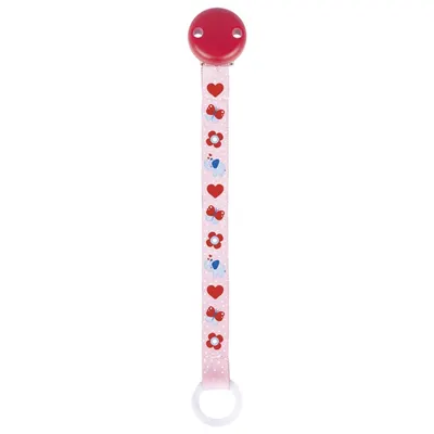 Lănțișor roșu pentru suzetă din material textil, 21.5 cm