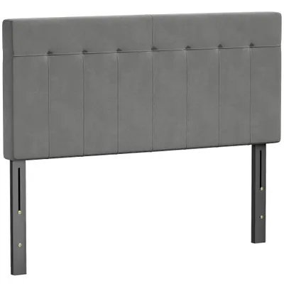 HOMCOM Tăblie reglabilă în 3 trepte tăblie de pat cu picioare din metal aspect catifelat pentru dormitor 140x10x106/116/126 cm Gri | Aosom Romania