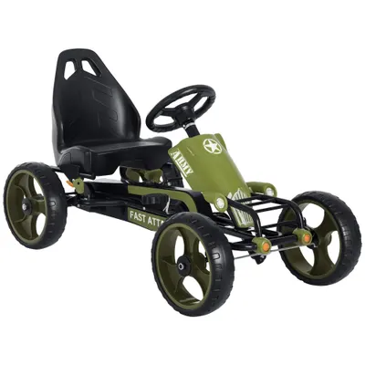 Homcom Kart Copii cu Pedale – Frana si Scaun Reglabil