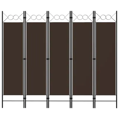 vidaXL Paravan de cameră cu 5 panouri, maro, 200 x 180 cm
