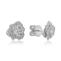 Cercei floare din aur alb cu diamante de 0.5ct