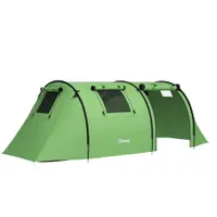Outsunny Cort de camping pentru 3-4 persoane, stabil, impermeabil, cort familial cu dormitor și zonă de zi, rezistență la apă 3000 mm, Verde închis | Aosom Romania