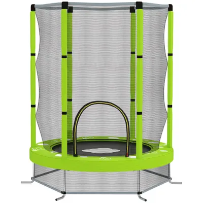 AIYAPLAY Trambulină pentru Copii 3-6 Ani cu Plasă de Siguranță, Փ140x190 cm, Verde | Aosom Romania