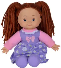 Papusa moale Simba Toys - Flower Dolly, cu parul castaniu si rochie mov
