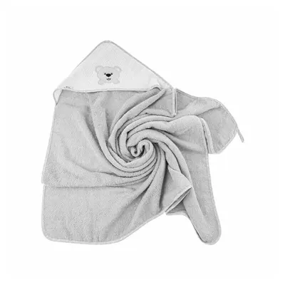Prosop de baie Bocioland 80x80 cm Teddy Bear Grey, material 100 bumbac terry, recomandat de la nastere