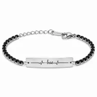 Bratara Personalizata Bae Tennis Black cu Argint