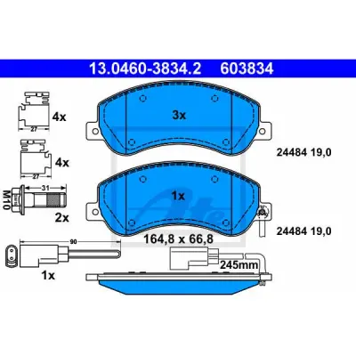 Set placute frana, frana disc ATE 13.0460-3834.2