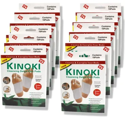 Plasturi de detoxifiere Kinoki HOZRO pentru tălpi, ingrediente naturale, set 100 bucăți