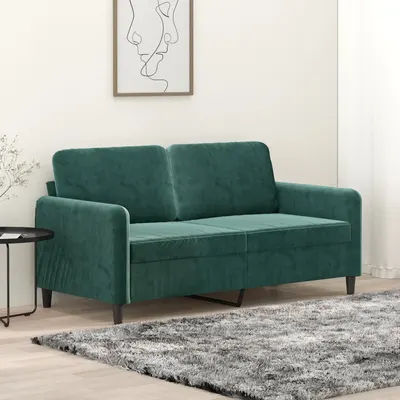 Gossi canapea cu 2 locuri, verde inchis, 140 cm, catifea