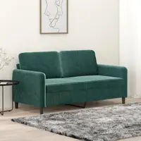 Gossi canapea cu 2 locuri, verde inchis, 140 cm, catifea