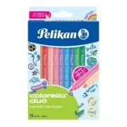 Carioci colorate Pelikan Colorella Duo 407, 2 capete, 12 culori, 813846, cutie carton