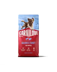Hrană pui de câini 12 kg CARNILOVE Active Dog Salmon &amp; Turkey Puppies, somon și curcan