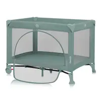 Patut pliabil, Lionelo, Laura, 102 x 74 cm, Cu doua nivele, Functie de tarc, Cu roti, Include salteluta si geanta de transport, Pereti din plasa, Deschidere laterala, Pana la 15 kg, 0 luni +, Verde