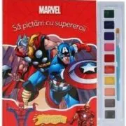 Sa pictam cu supereroii. Carte de colorat cu pensula si acuarele