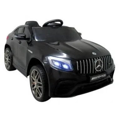 Masinuta electrica pentru copii Mercedes AMG GLC 63S R-Sport 3-6 ani negru 180W cu telecomanda, 4 x 4, roti EVA, scaun piele, pornire lenta, lumini si deschidere usi