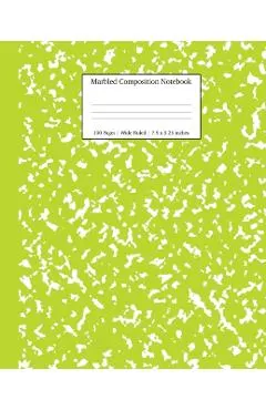 Marbled Composition Notebook: Green Marble Wide Ruled Paper Subject Book