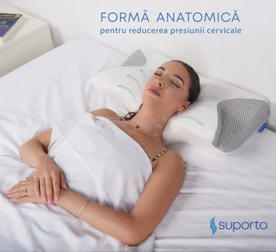 Set perna ortopedica cervicala pentru dormit cu extensii negre + masca de dormit Suporto 3D cu saculet verde smarald, ideale pentru ochi obositi si un somn odihnitor