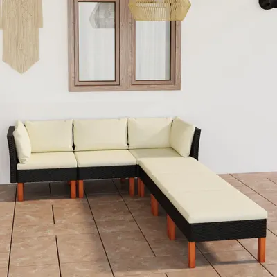 Gossi set mobilier de gradina cu perne, 6 piese, negru, poliratan