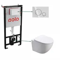 Set vas wc suspendat rimless cu capac soft close Oslo, rezervor wc incastrat si clapeta crom lucios Cersanit Opti B2