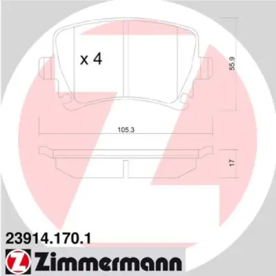 Set placute frana, frana disc ZIMMERMANN 23914.170.1