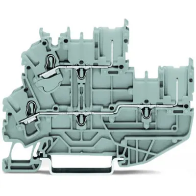 1-conductor/1-pin double deck receptacle terminal block; Through/through terminal block; L/N; without marker carrier; suitable for Ex nA applications; for DIN-rail 35 x 15 and 35 x 7.5; 2.5 mm²; Push-in CAGE CLAMP®; 2,50 mm²; gray