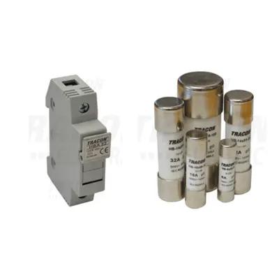 Pachet Siguranta Fuzibila Cilindrica 8A aM (10x38mm) si Soclu Monopolar HBA-1P-32 - Protectie Scurtcircuit Motoare 8A