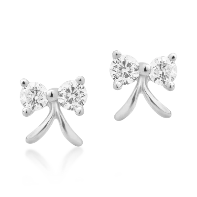Cercei fundita din aur alb cu diamante de 0.117ct