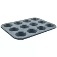 Tava Copt pentru Briose, cu Invelis Antiaderent, Capacitate 12 Bucati, Gri, Perfect Home