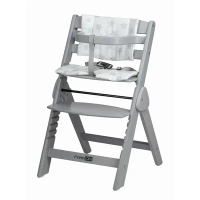 Scaun de masa, FreeON, Finny Fold, 6 luni - 15 Kg, Reglabil pe inaltime, Pernuta, Pliabil, Gray