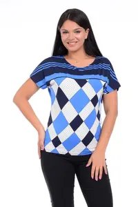 Bluza dama CV20047 albastru geometric, Cesy | marimea M