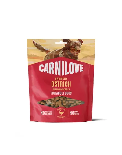 CARNILOVE Dog Crunchy Snack Ostrich 200g gustări crocante cu struț pentru câini adulți
