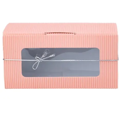 Cutie dreptunghiulară din hârtie cu fereastră și sfoară - roz (set 25 buc) 14x6.5x7 - Default Title