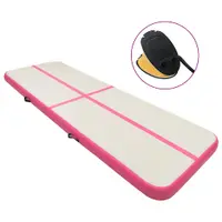 vidaXL Saltea gimnastică gonflabilă cu pompă roz 600x100x15 cm PVC