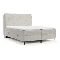 Pat boxspring gri deschis cu spațiu de depozitare 180x200 cm Melba – Maison de Rêve
