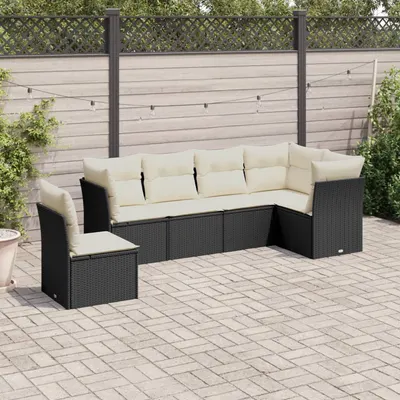 Gossi set mobilier de gradina cu perne, 6 piese, negru, poliratan