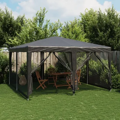 Gossi cort de petrecere cu 8 pereti din plasa, antracit, 4x4 m, hdpe