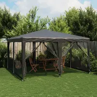 Gossi cort de petrecere cu 8 pereti din plasa, antracit, 4x4 m, hdpe