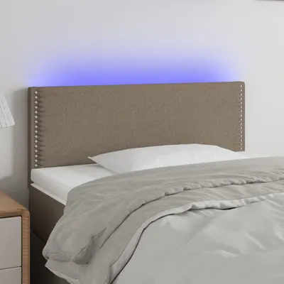 vidaXL Tăblie de pat cu LED, gri taupe, 90x5x78/88 cm, textil