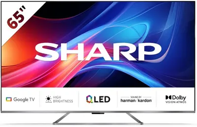 Televizor inteligent Sharp - 65GP7265E, 65'', QLED, 4K, 2x12W Harman Kardon, Dolby Vision-Atmos, Google TV, negru