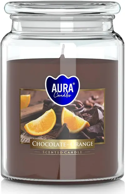 Lumânare parfumată Bispol Aura - Chocolate and Orange, 500 g