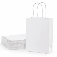 Sacoșe hârtie cu mâner răsucit - alb (set 12 buc) - Mică - 15x22x8cm