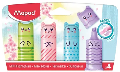 Set mini markere de text Maped Fluo Peps - pastel, 4 bucăți
