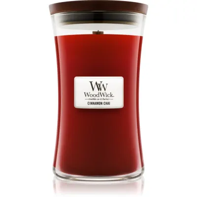 Woodwick Cinnamon Chai lumânare parfumată cu fitil din lemn 609.5 g