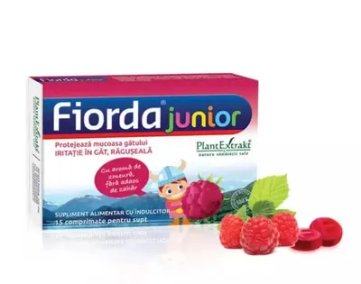 Fiorda Junior cu aroma de zmeura, 15 comprimate, PlantExtrakt