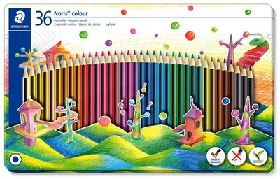 Creioane colorate Staedtler Noris Colour 185 - 36 de culori, in cutie metalica